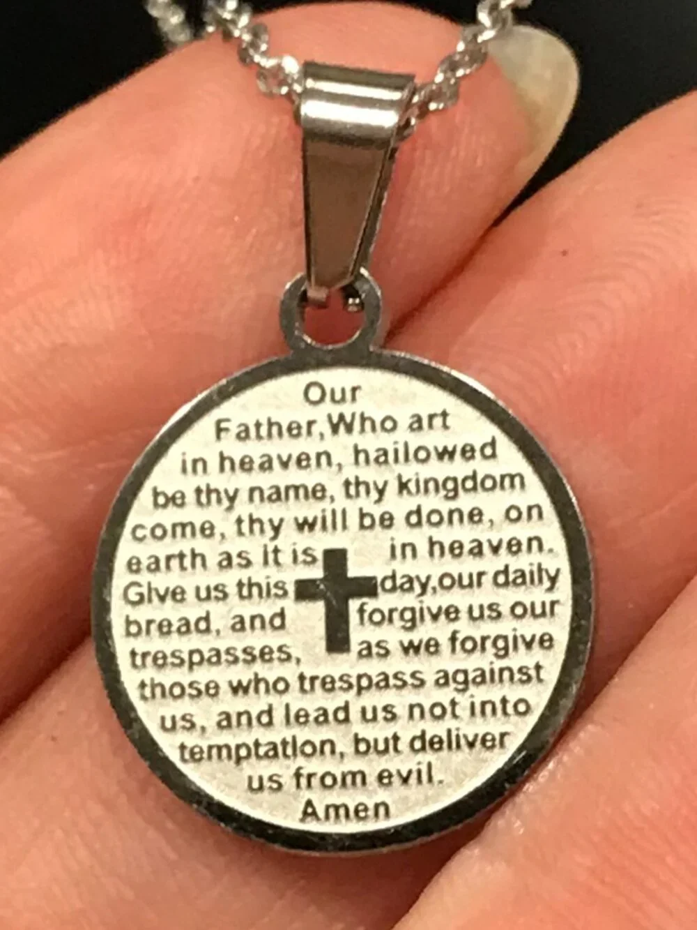 Lord's Prayer Pendant Necklace + Stainless Steel 18-inch Chain NEW